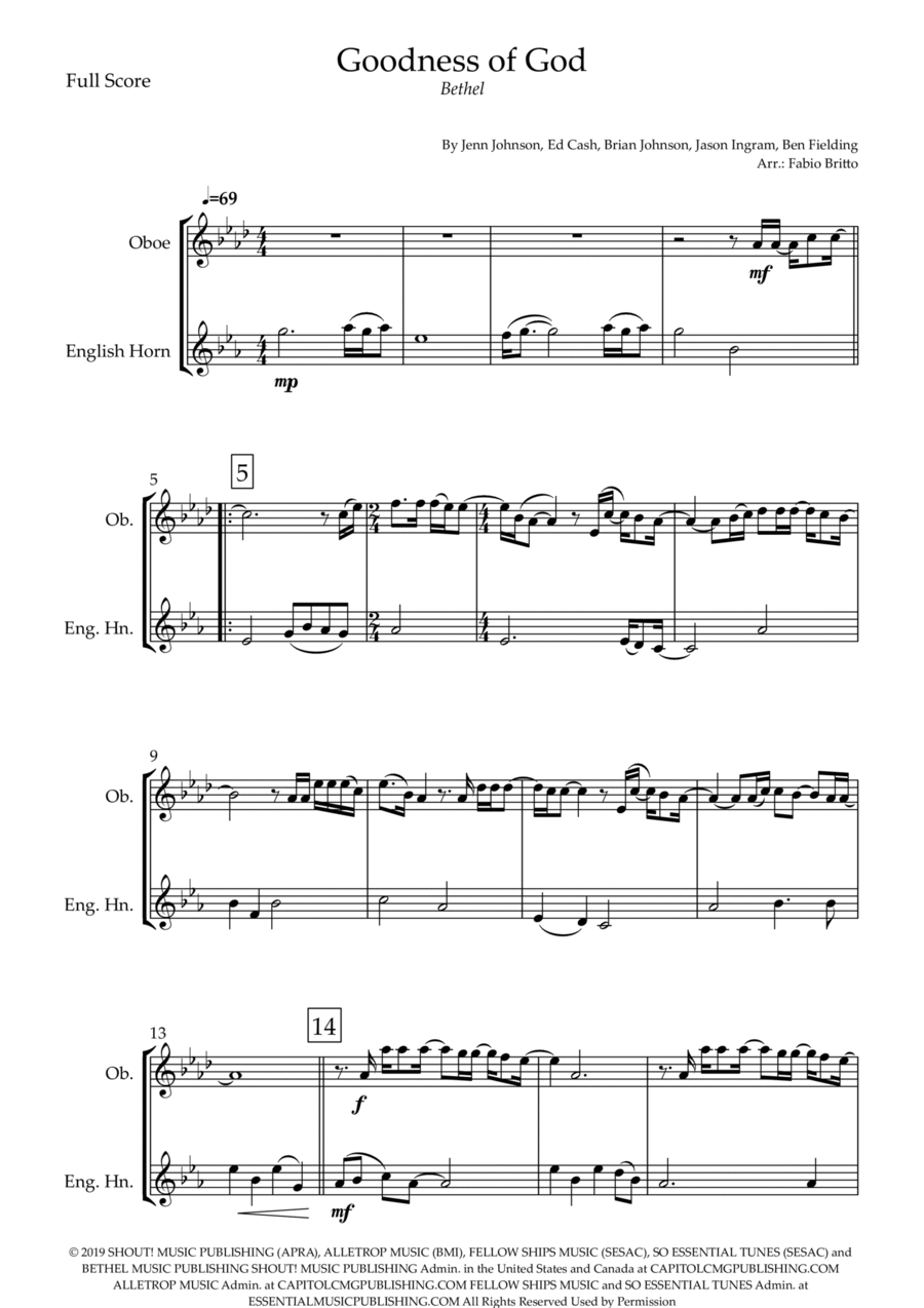 Goodness Of God Woodwind Duet scores gallery preview page 1