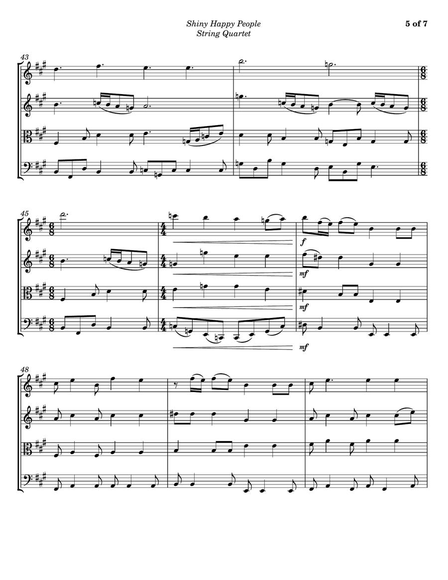 Shiny Happy People Shiny Happy People String Quartet scores gallery preview page 5