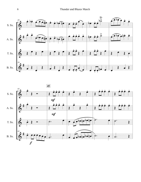 Thunder and Blazes March for Saxophone Quartet (SATB or AATB) image number null