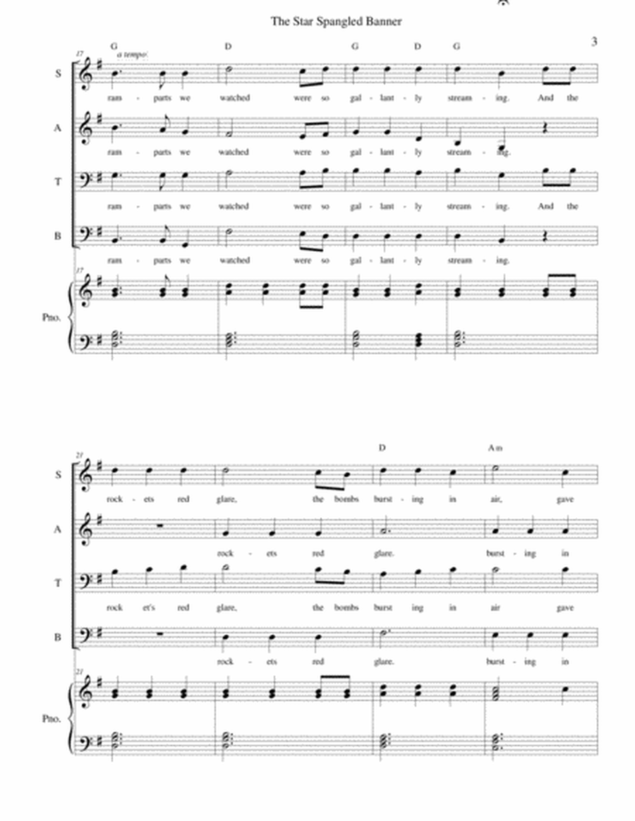 The Star Spangled Banner - SATB and piano image number null
