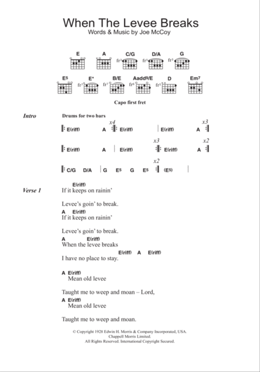 When The Levee Breaks Guitar scores gallery preview page 1