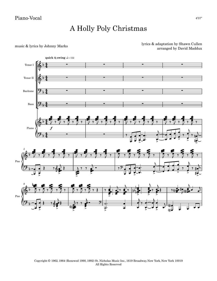 A Holly Jolly Christmas TTBB scores gallery preview page 1