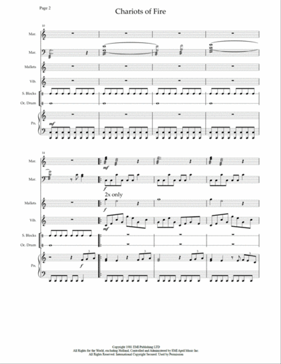 Chariots Of Fire from the Feature Film CHARIOTS OF FIRE Percussion Ensemble scores gallery preview page 4