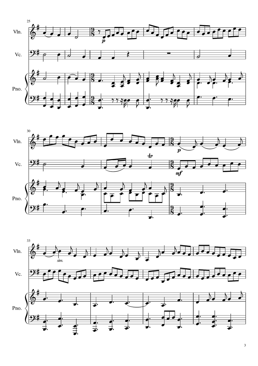 Jesu, Joy of Man's Desiring (Piano Trio) Piano Trio scores gallery preview page 3