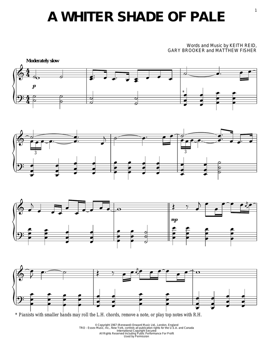 A Whiter Shade Of Pale Piano Solo scores gallery preview page 1