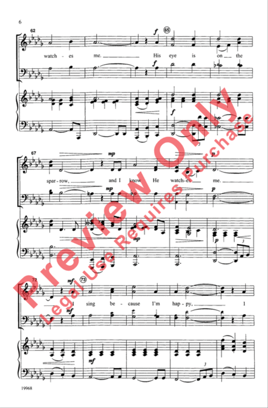 His Eye Is on the Sparrow 4-Part scores gallery preview page 6