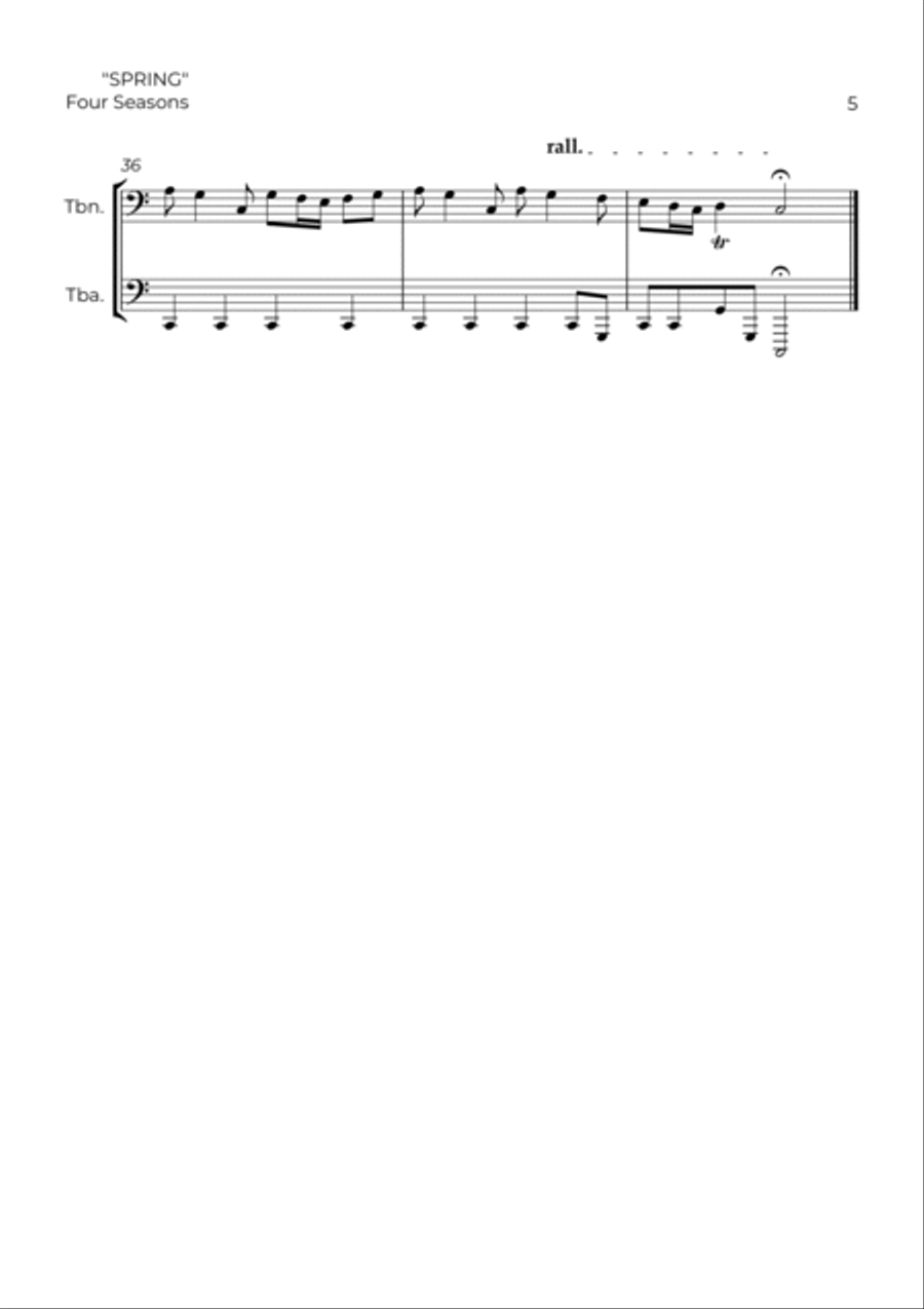SPRING - FOUR SEASONS - TROMBONE & TUBA Brass Duet scores gallery preview page 5