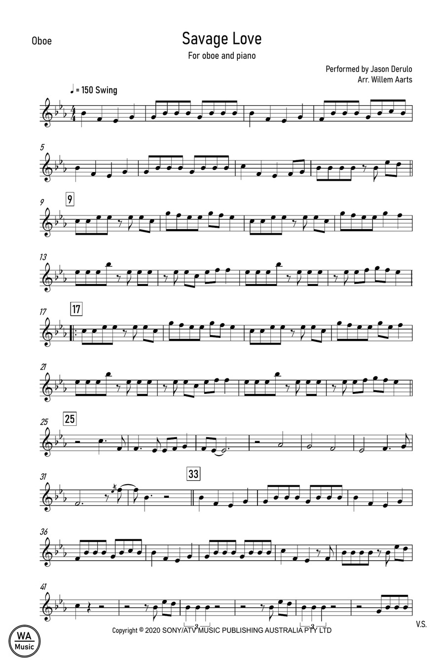 Savage Love Oboe Solo scores gallery preview page 1