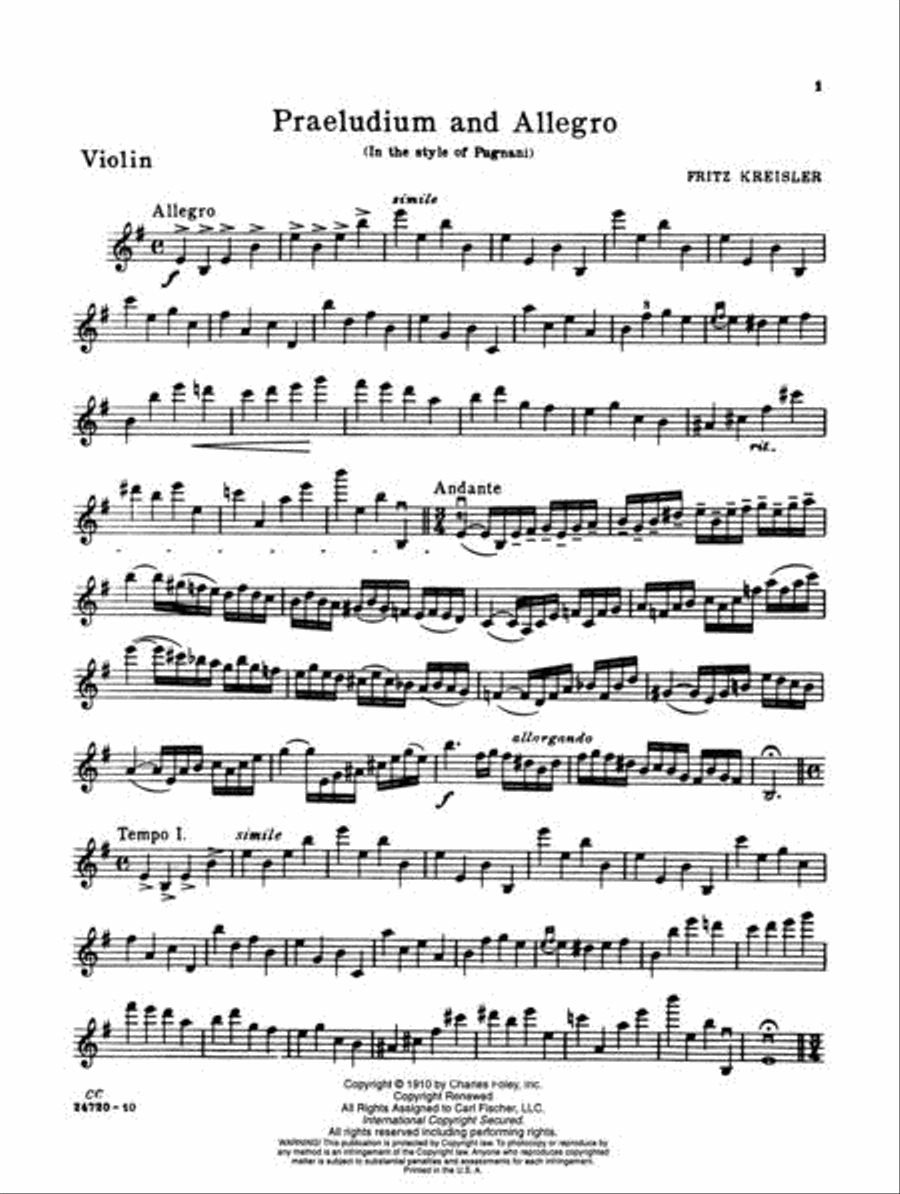 Praeludium and Allegro (In the Style of Pugnani) Violin Solo scores gallery preview page 3