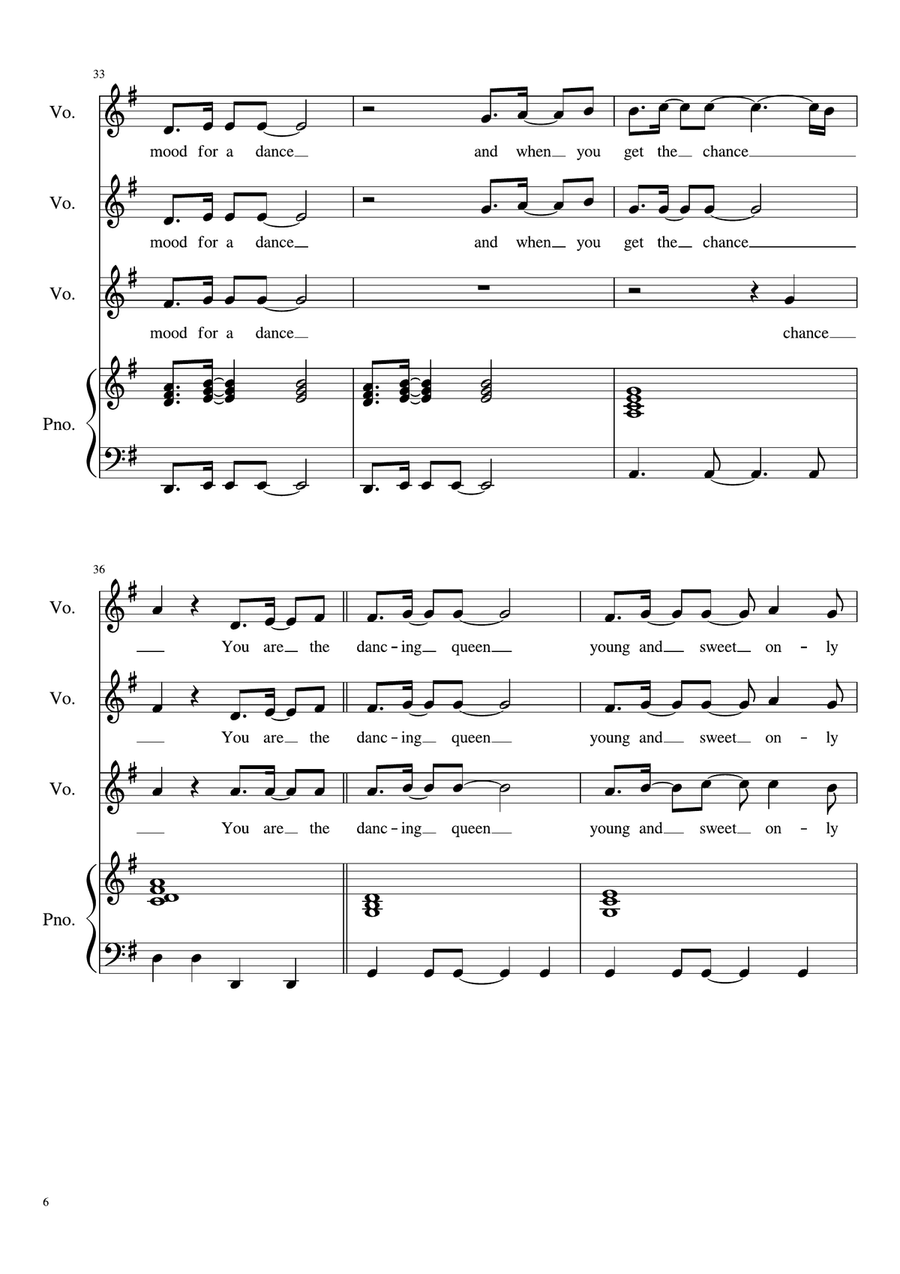 Dancing Queen 3-Part scores gallery preview page 6
