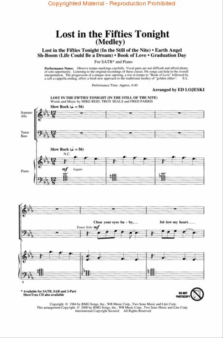 Lost in the Fifties Tonight (Medley) 4-Part scores gallery preview page 2