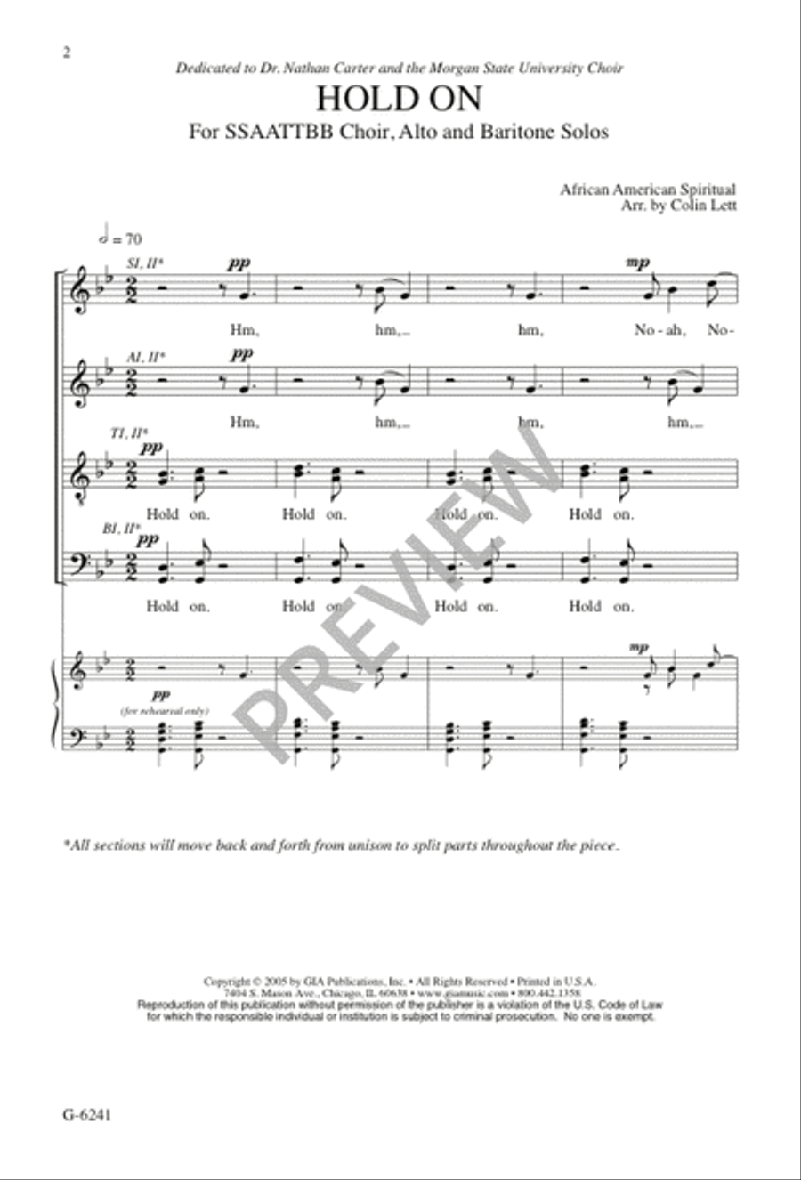 Hold On SSAATTBB scores gallery preview page 1
