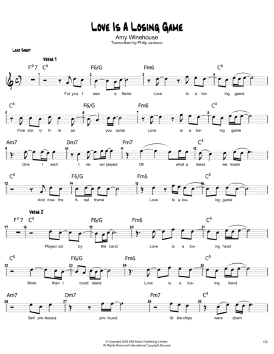 Love Is A Losing Game Piano scores gallery preview page 1