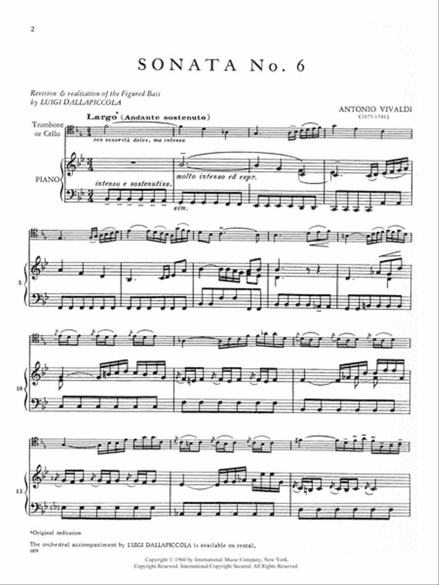 Sonata No. 6 In B Flat Major, Rv 46 Piano Accompaniment scores gallery preview page 2
