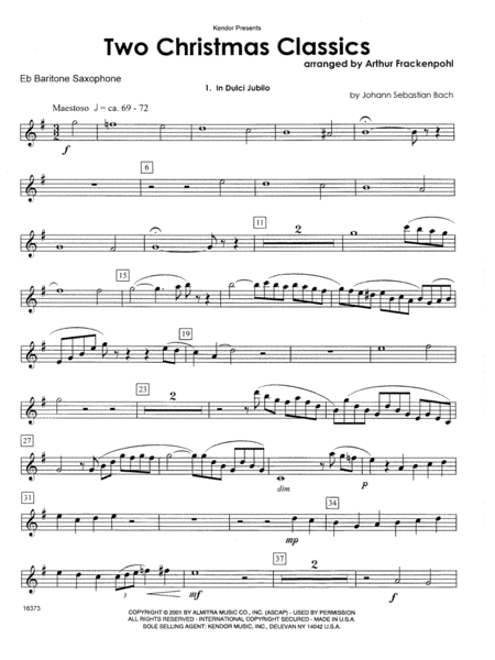 Two Christmas Classics - Eb Baritone Saxophone