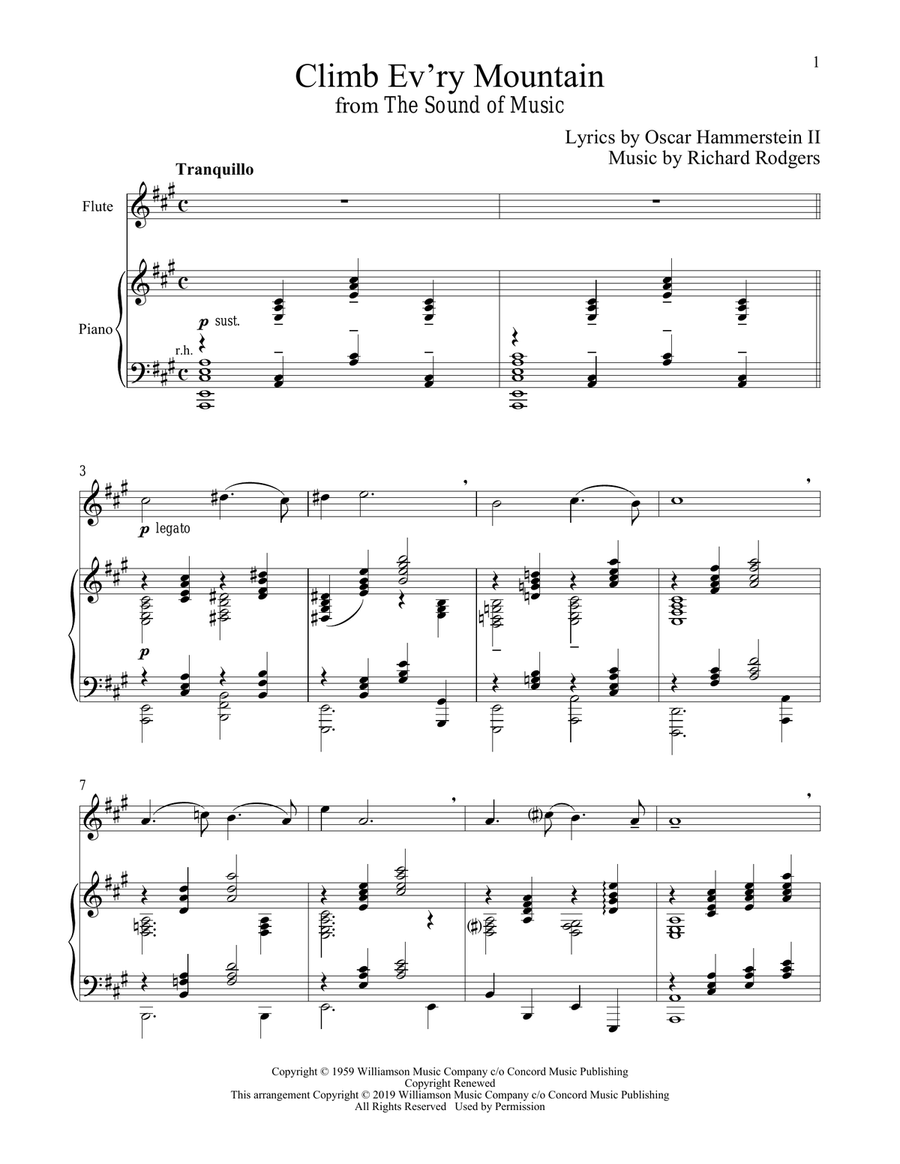 Climb Ev'ry Mountain (from The Sound of Music) Flute Solo scores gallery preview page 1