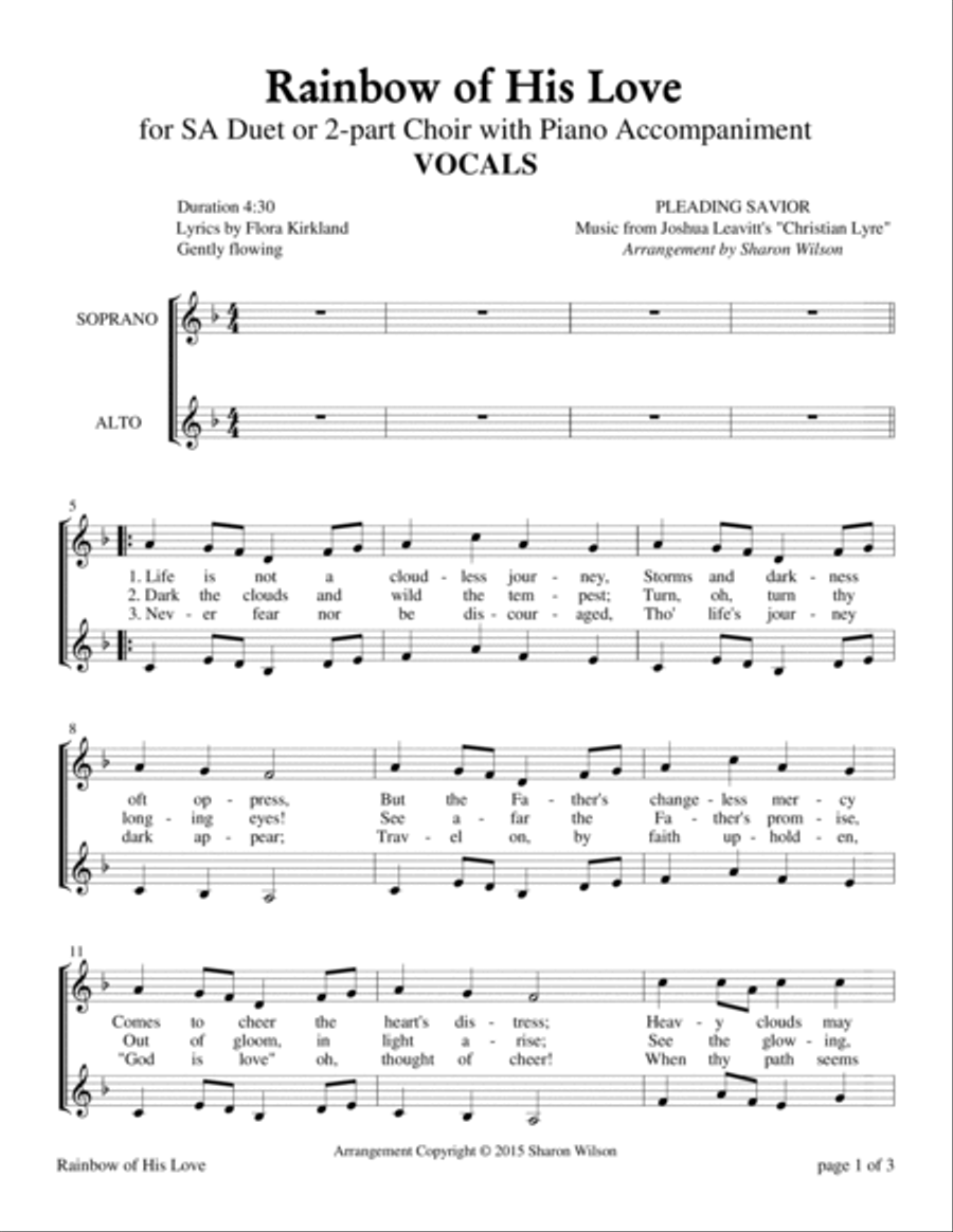 Rainbow of His Love (for SA or 2-part choir with Piano Accompaniment) SA scores gallery preview page 2