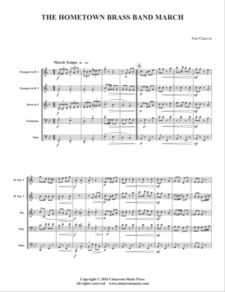 Hometown Brass Band March Brass Quintet scores gallery preview page 2