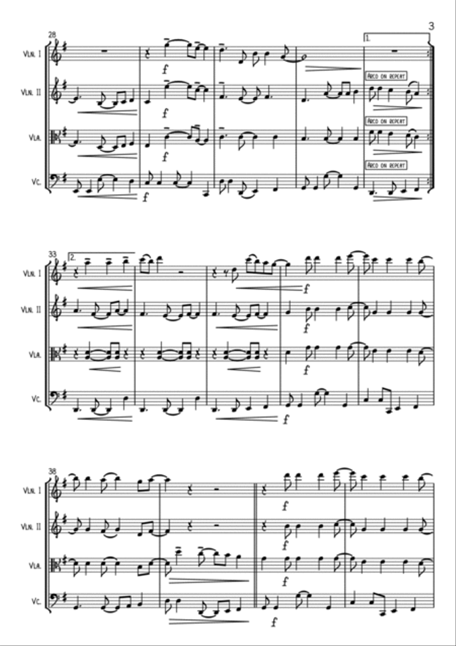 Brown Eyed Girl String Quartet scores gallery preview page 3