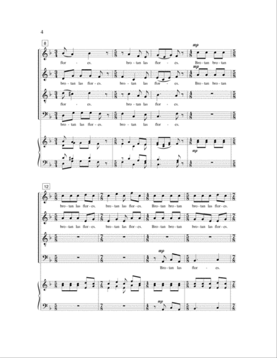 Brotan Las Flores Brotan Las Flores 4-Part scores gallery preview page 3