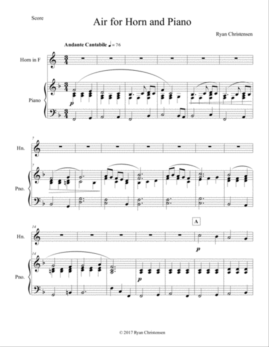 Air for Horn and Piano Horn scores gallery preview page 4