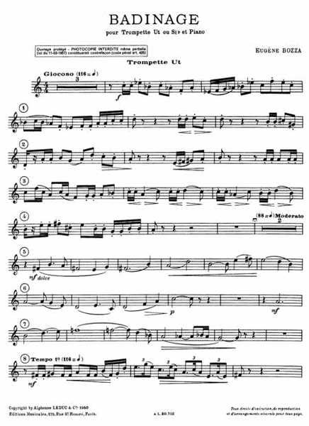 Badinage - Trompette Ut ou Sib et Piano