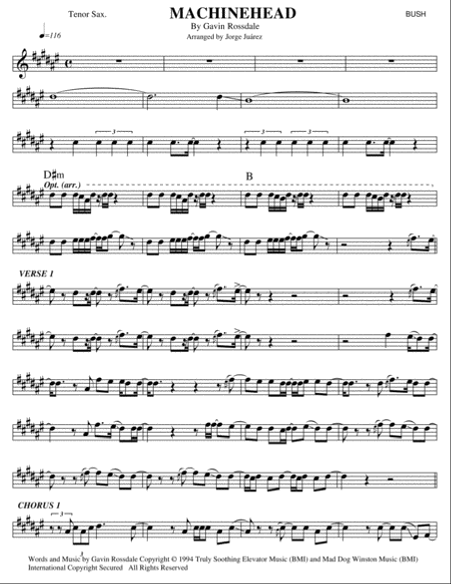 Machinehead Machinehead Tenor Saxophone scores gallery preview page 1