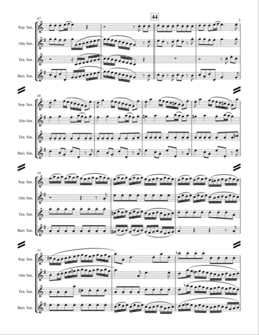 Telemann – Wassermusik Suite Complete (for Saxophone Quartet SATB) Saxophone Quartet scores gallery preview page 4