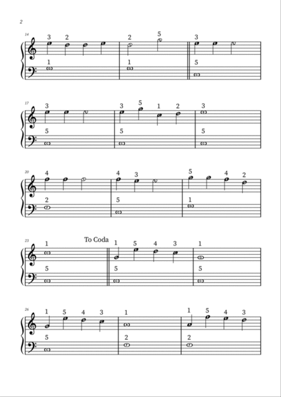 Jingle Bells - Easy Beginner Piano (with note names) Easy Piano scores gallery preview page 2
