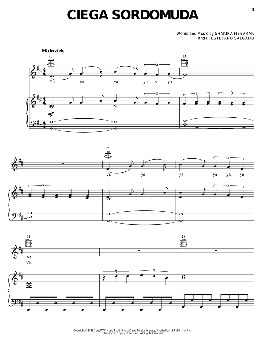 Ciega Sordomuda Acoustic Guitar scores gallery preview page 1