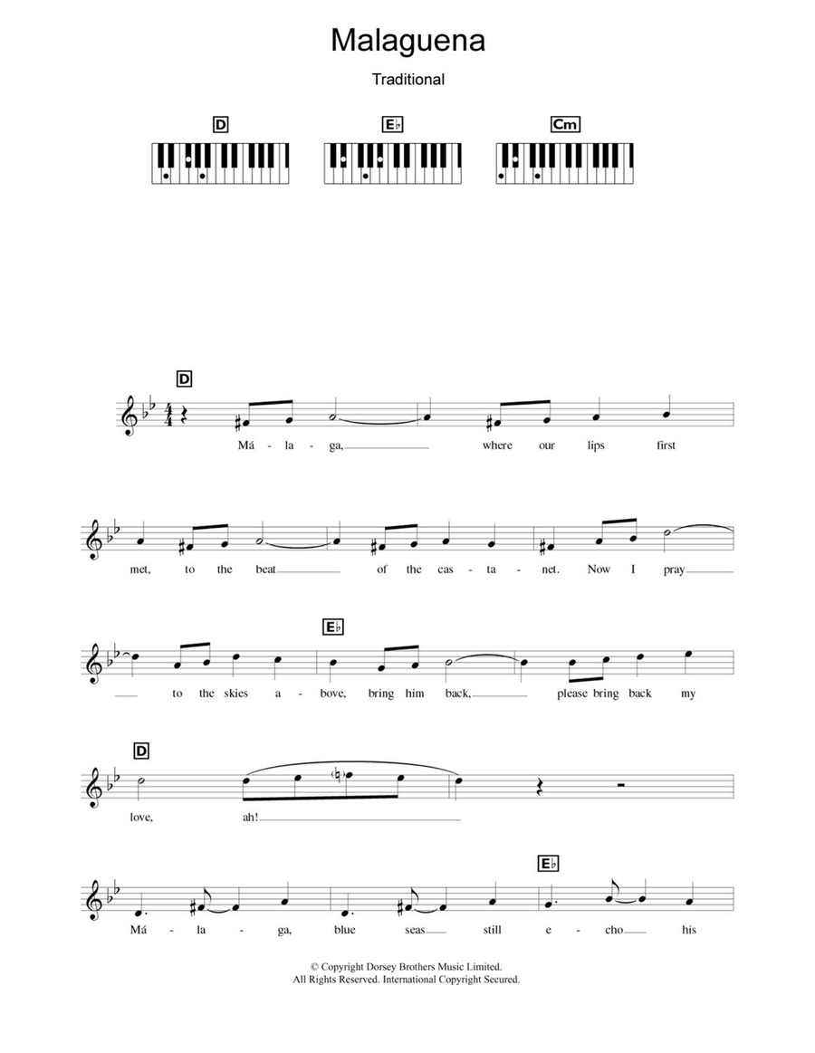 Malaguena Malaguena Piano Solo scores gallery preview page 1