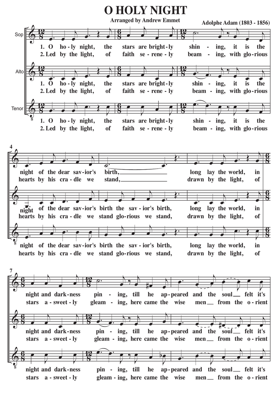 O Holy Night A Cappella SAT SAT scores gallery preview page 1
