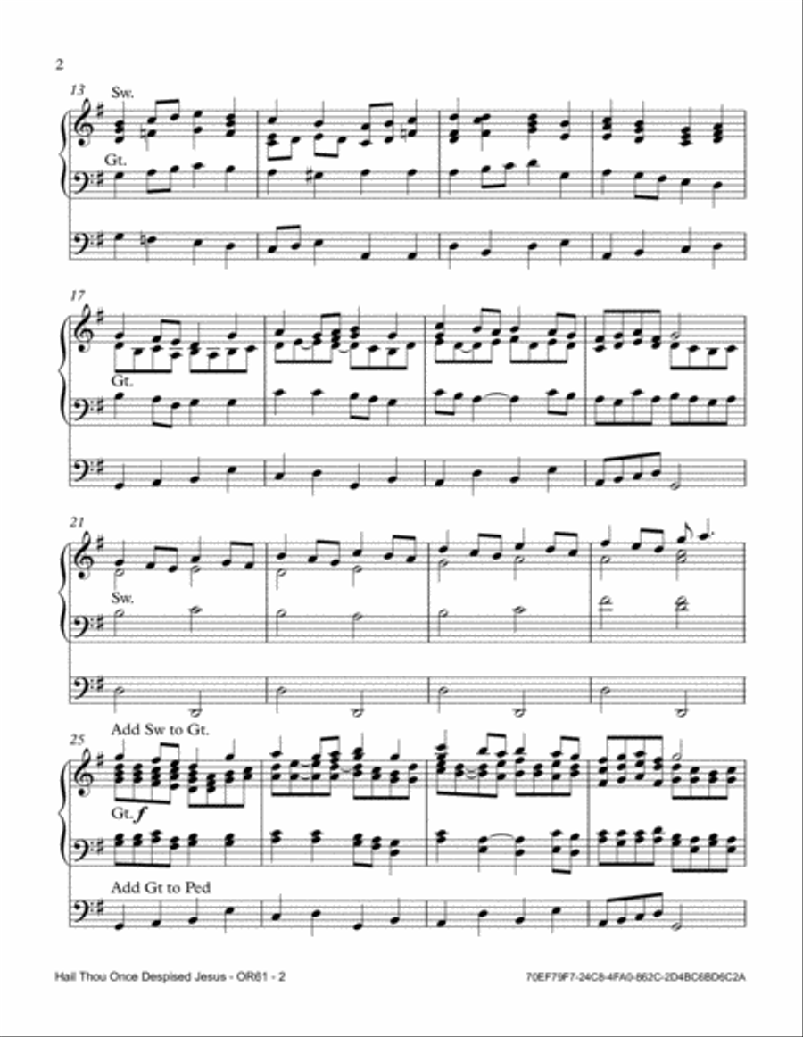 Hail Thou Once Despised Jesus Organ Solo scores gallery preview page 2