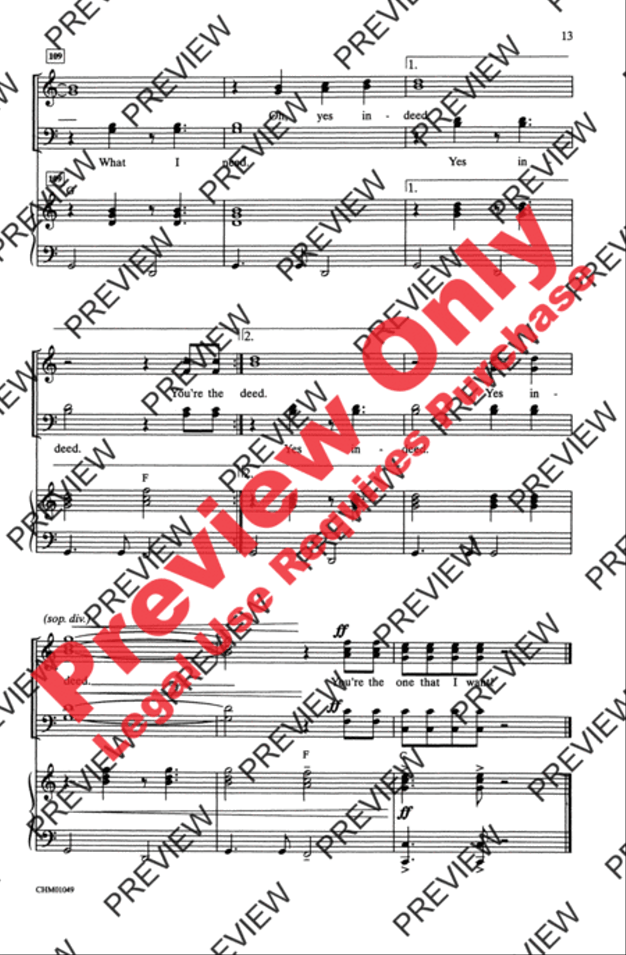 You're the One That I Want 4-Part scores gallery preview page 13