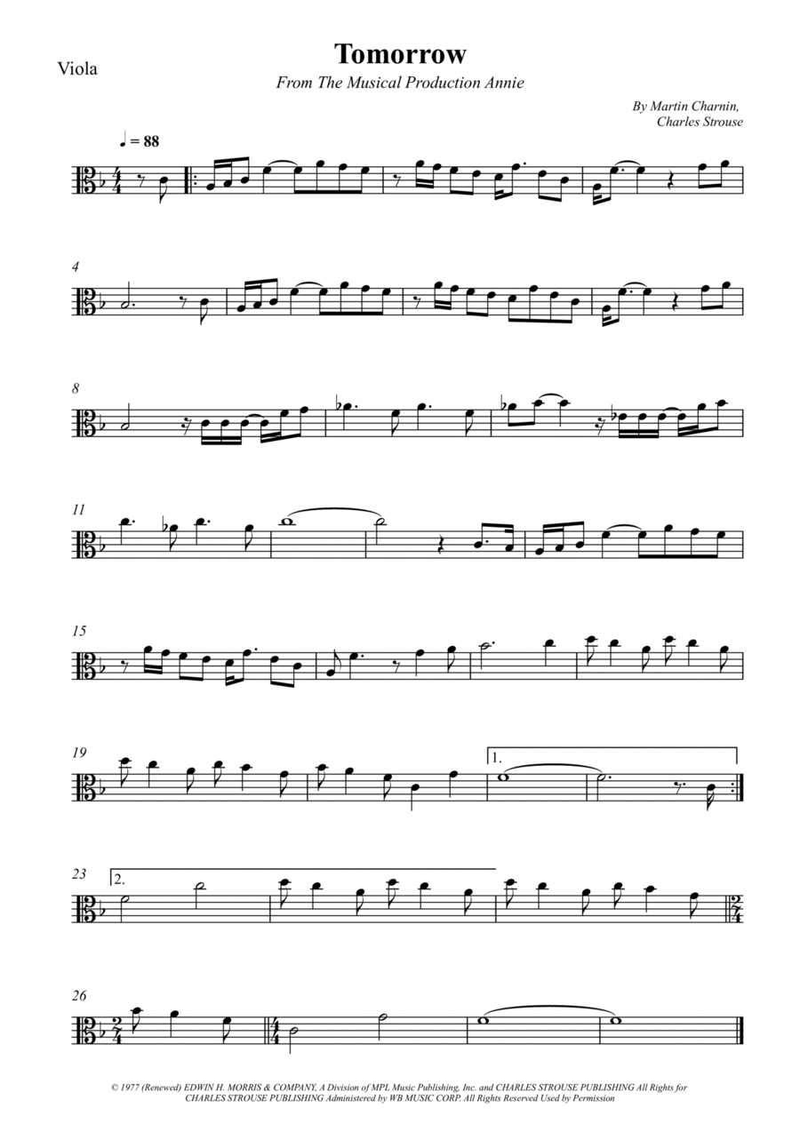 Tomorrow Viola Solo scores gallery preview page 1