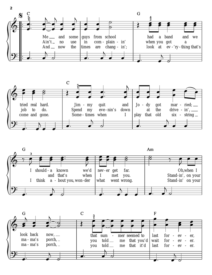 Summer Of '69 Summer Of '69 Easy Piano scores gallery preview page 2