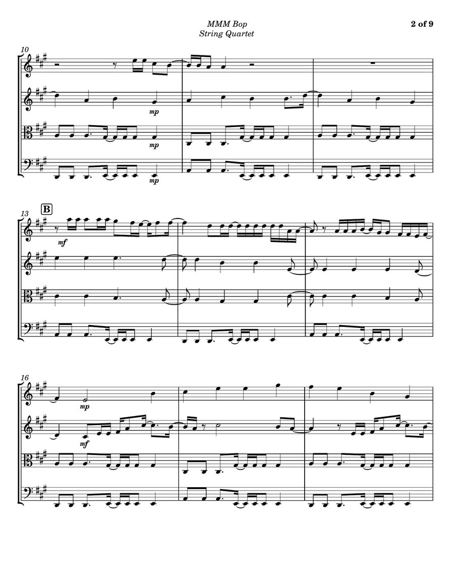 Mmm Bop String Quartet scores gallery preview page 2