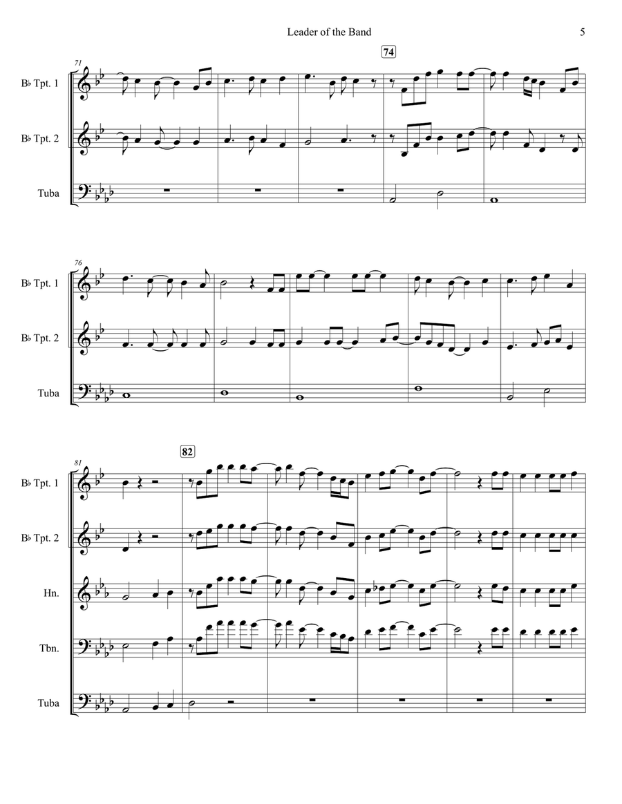 Leader Of The Band Brass Quintet scores gallery preview page 5