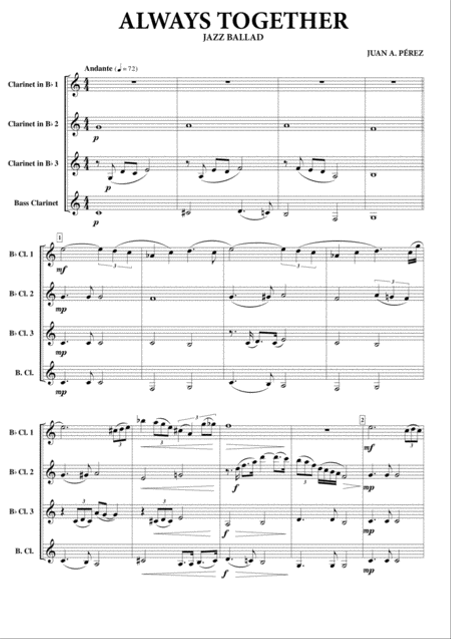 Always Together Clarinet Quartet scores gallery preview page 2