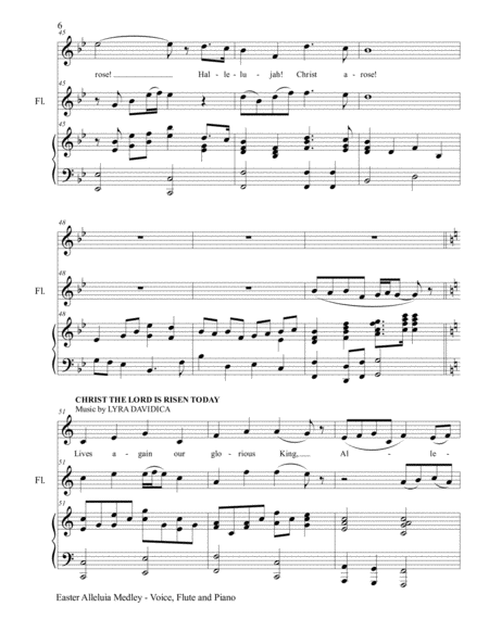 EASTER ALLELUIA MEDLEY (Voice, Flute and Piano. Score & Parts included) image number null