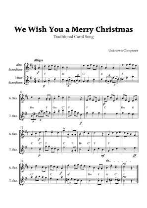 We Wish you a Merry Christmas for Alto Sax and Tenor Sax Duet with Chords