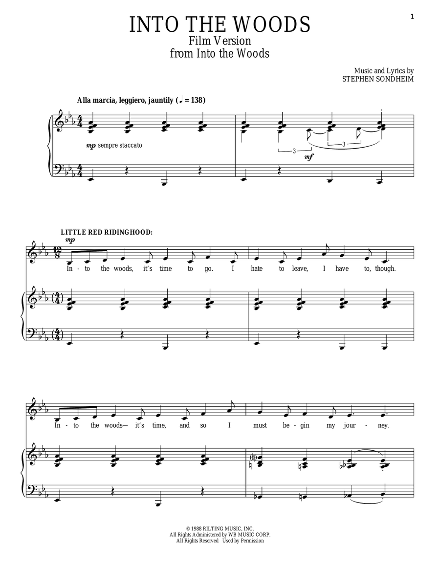 Into The Woods (Film Version) Piano, Vocal scores gallery preview page 1