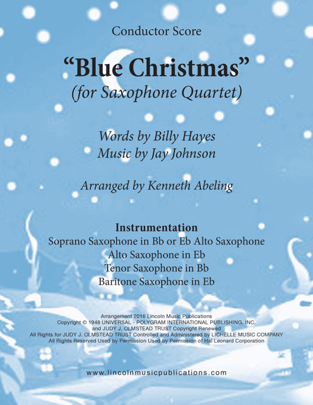 Blue Christmas by Elvis Presley Tenor Saxophone - Digital Sheet Music