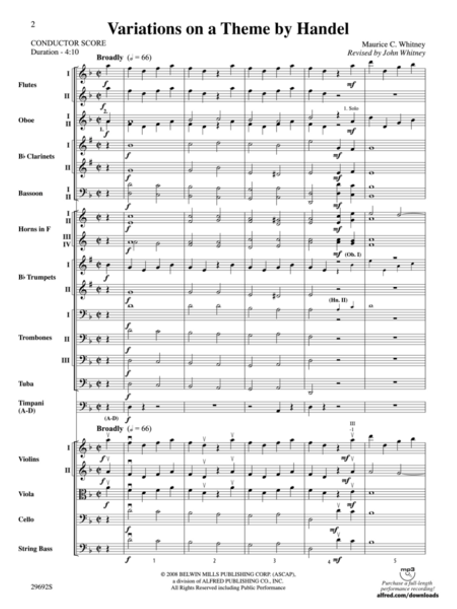 Variations on a Theme by Handel (Score only) Full Orchestra scores gallery preview page 2