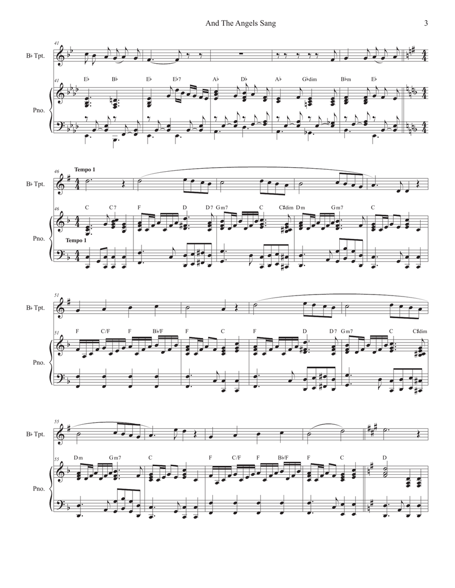 And The Angels Sang (Bb-Trumpet solo and Piano) B-Flat Trumpet scores gallery preview page 3