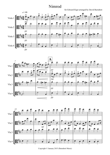 Nimrod (from the Enigma Variations) for Viola Quartet image number null
