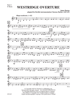 Westridge Overture - Horn 4 in F