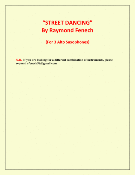 "Street Dancing" - For 3 Alto Saxes - Early Intermediate/ Intermediate level image number null