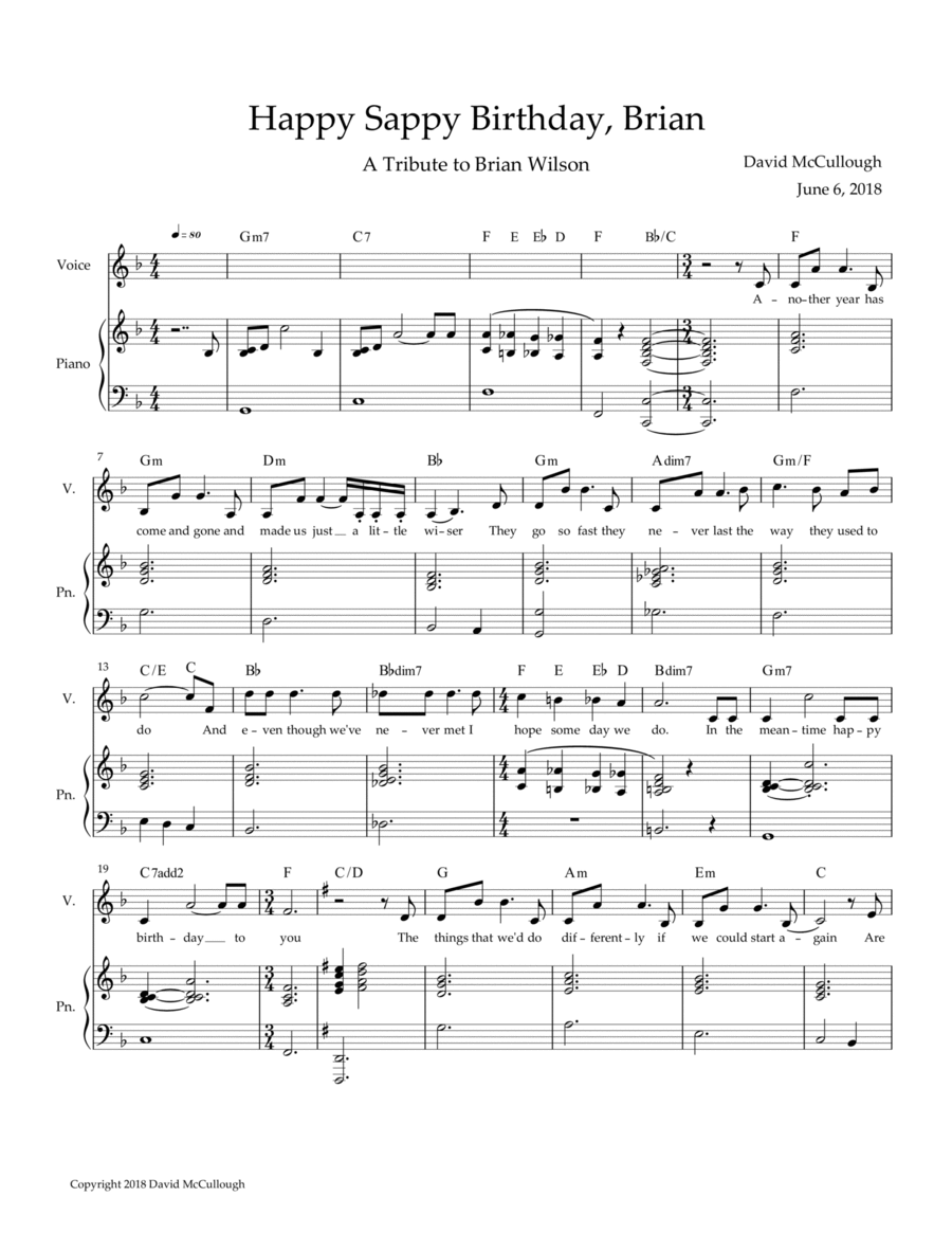 Happy Sappy Birthday, Brian Voice scores gallery preview page 1
