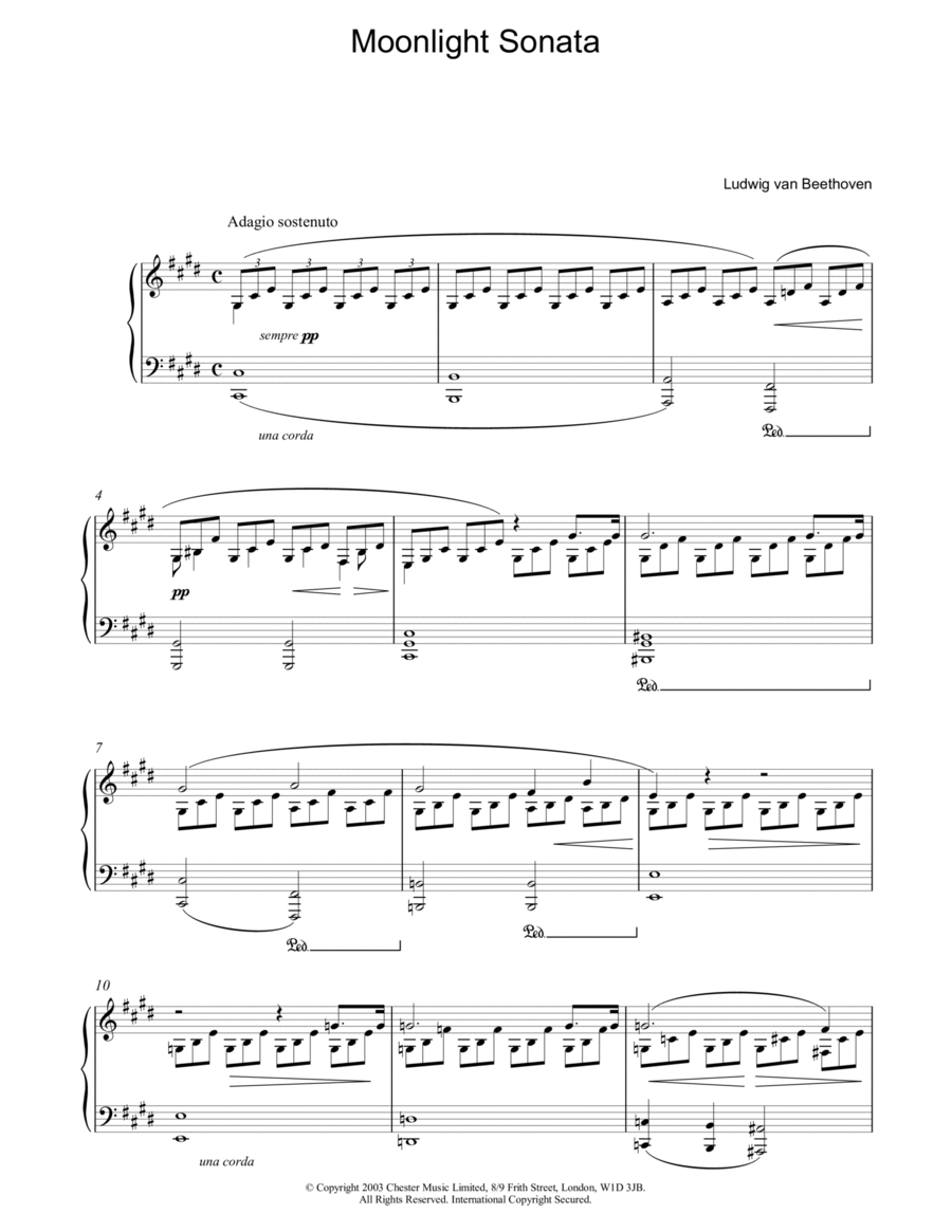 Piano Sonata No. 14 In C# Minor (Moonlight) Op. 27 No. 2 First Movement Theme